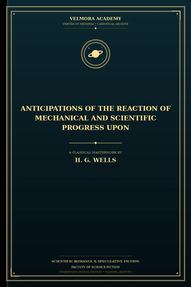 Cover of Anticipations of the Reaction of Mechanical and Scientific Progress Upon