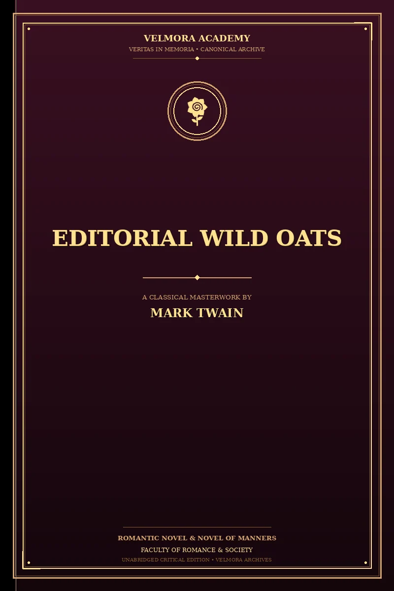 Cover of Editorial Wild Oats