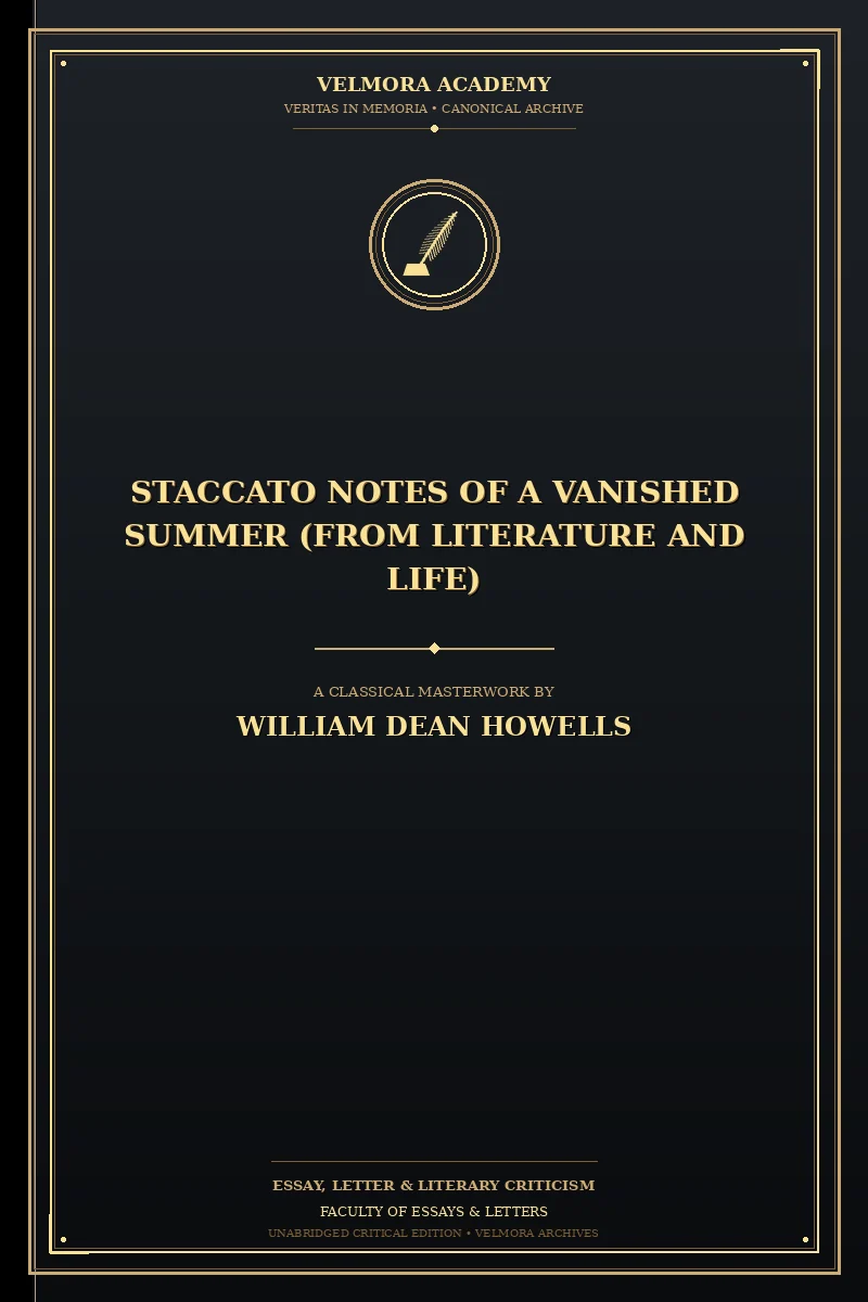 Cover of Staccato Notes of a Vanished Summer (from Literature and Life)