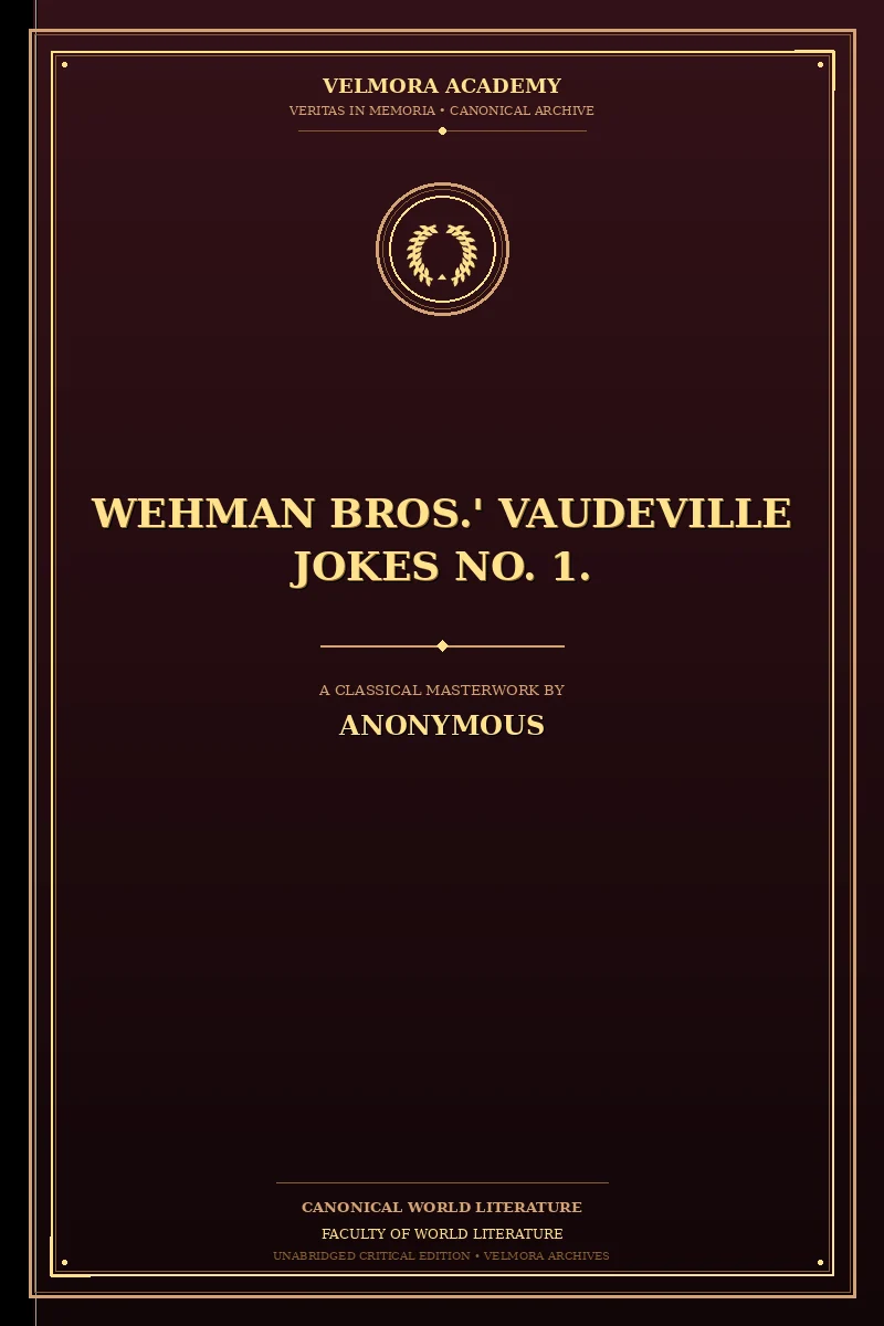 Cover of Wehman Bros.' Vaudeville Jokes No. 1.